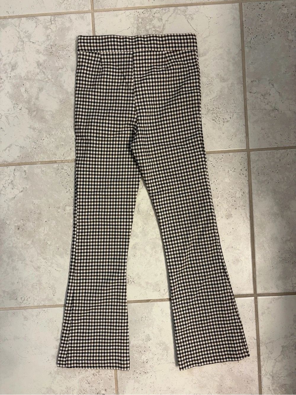 ✨Zara Kids | Girls Brown, Blk, Ivory Gingham Flare Pants | Sz 9 - Picture 2 of 6